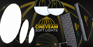 Cineveam soft lights with branding on a black background