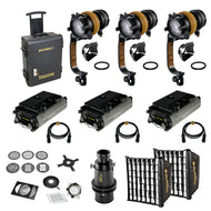 "THE GAFFER'S KIT" - dedolight NEO - Bi-color 3x DLED7N-BI light kit with DTneo control ballasts and essential accessories - Aftermarket ProCali GOLD MOUNT & D-TAP modification