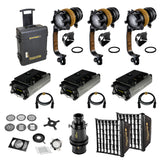 "THE GAFFER'S KIT" - dedolight NEO - WIRELESS, Bi-color 3x DLED7N-BI 80w light kit with DTneo+ control ballasts and essential accessories - Aftermarket ProCali GOLD MOUNT & D-TAP modification