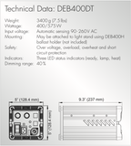 DEB400DT-HS-U - Flicker Free Ballast for 400/575w DLH400DT HMI Light with 1000Hz, High-Speed Switch